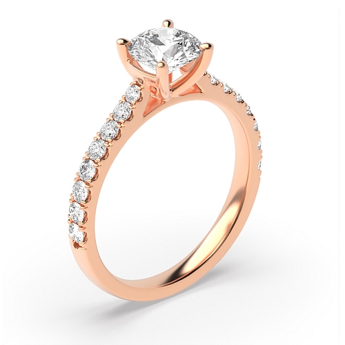 4 Prong Rose Gold Classic pave set Engagement Rings