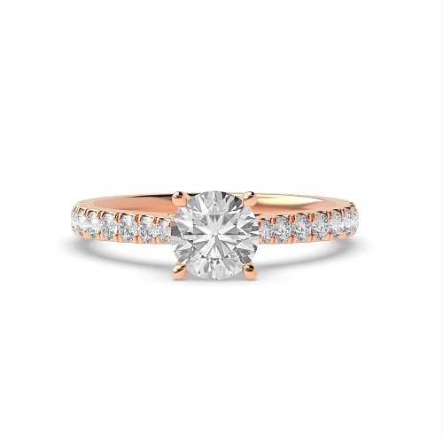 4 Prong Rose Gold Classic pave set Engagement Rings