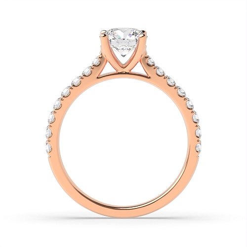 4 Prong Rose Gold Classic pave set Engagement Rings