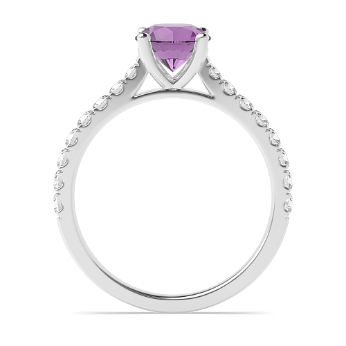 4 Prong Classic pave set Amethyst Engagement Rings