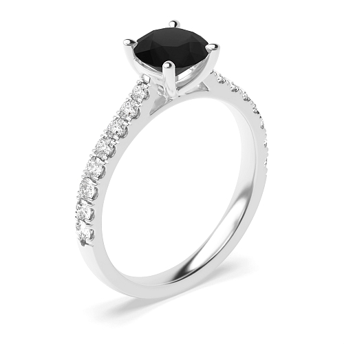 4 Prong Classic pave set Black Diamond Engagement Rings