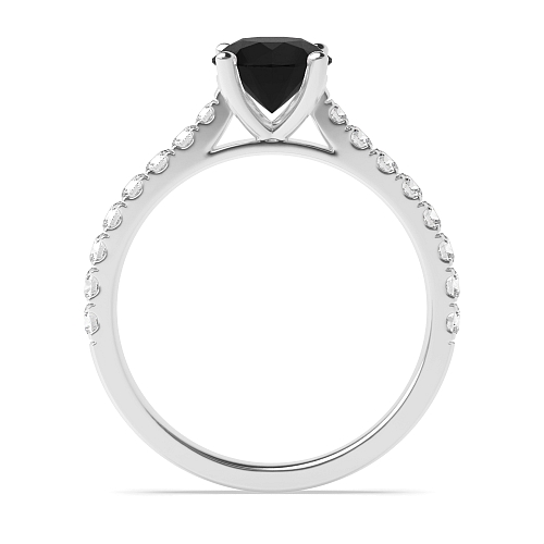4 Prong Classic pave set Black Diamond Engagement Rings