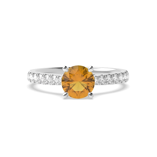 4 Prong Classic pave set Citrine Engagement Rings