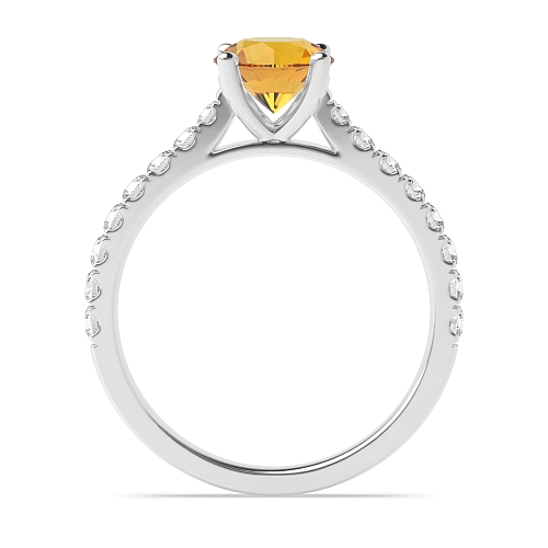 4 Prong Classic pave set Citrine Engagement Rings