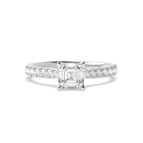 4 Prong Asscher Classic pave set Engagement Rings