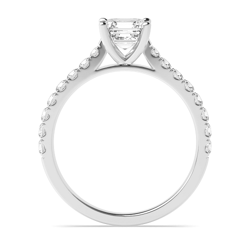 4 Prong Asscher Classic pave set Engagement Rings