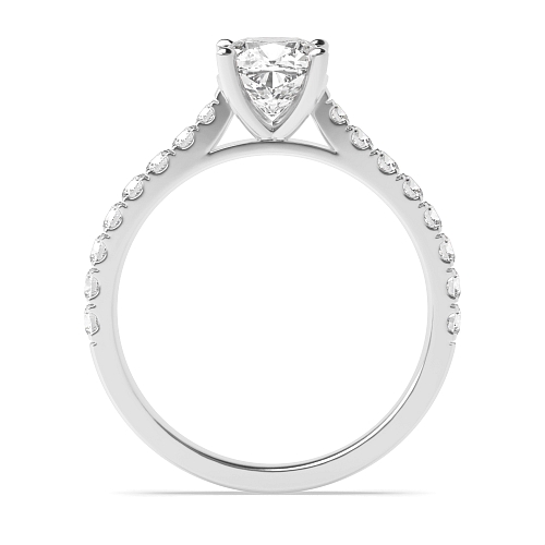 4 Prong Cushion Classic pave set Engagement Rings