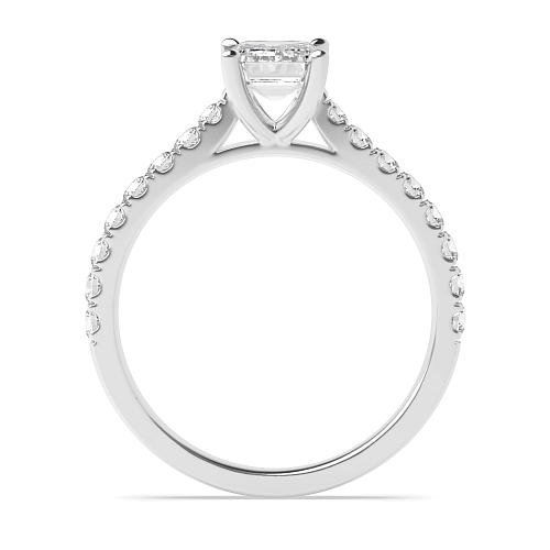 4 Prong Emerald Classic pave set Engagement Rings