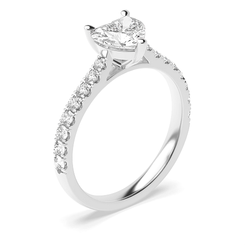 Prong Heart Classic pave set Engagement Rings