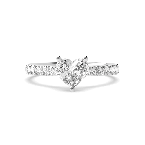 Prong Heart Classic pave set Engagement Rings