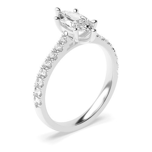 4 Prong Marquise Classic pave set Engagement Rings