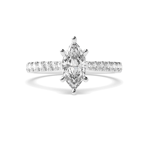 4 Prong Marquise Classic pave set Engagement Rings