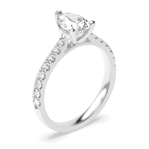 Prong Pear Classic pave set Engagement Rings