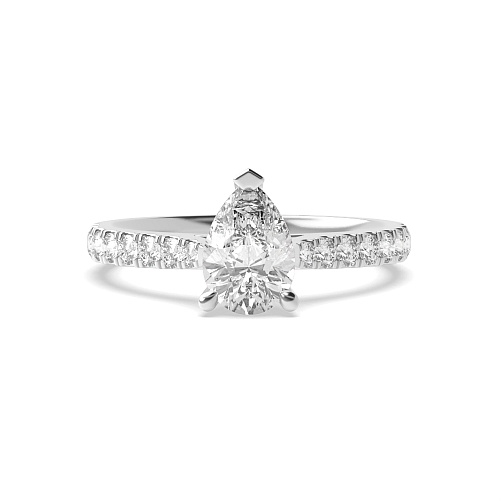 Prong Pear Classic pave set Engagement Rings