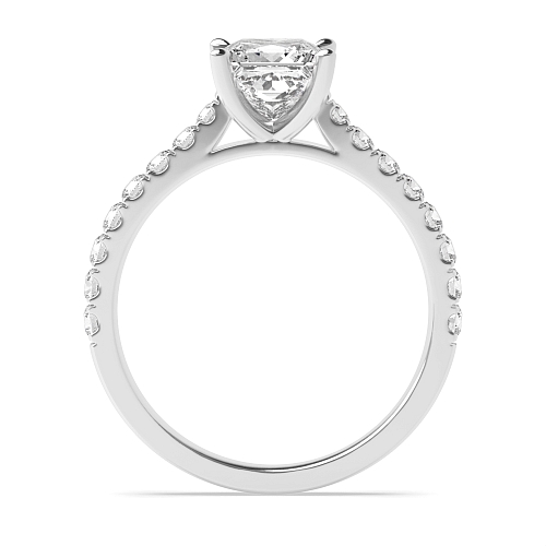 4 Prong Princess Classic pave set Engagement Rings