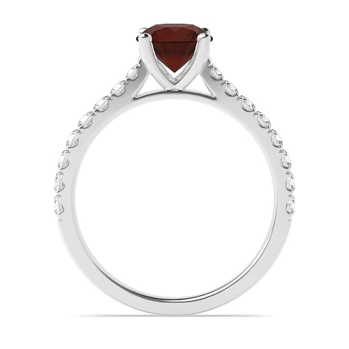 4 Prong Classic pave set Garnet Engagement Rings