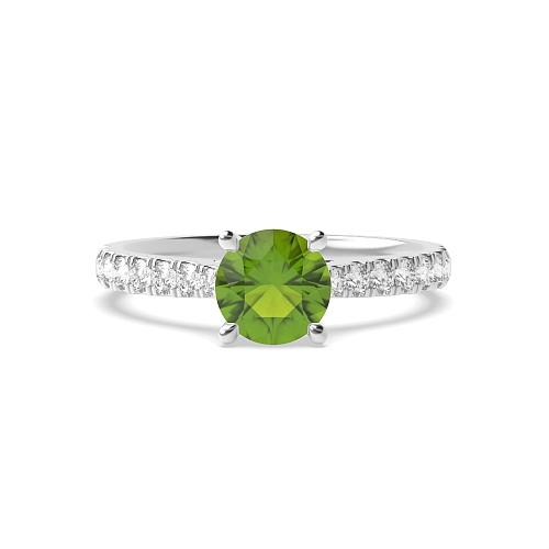 4 Prong Classic pave set Peridot Engagement Rings
