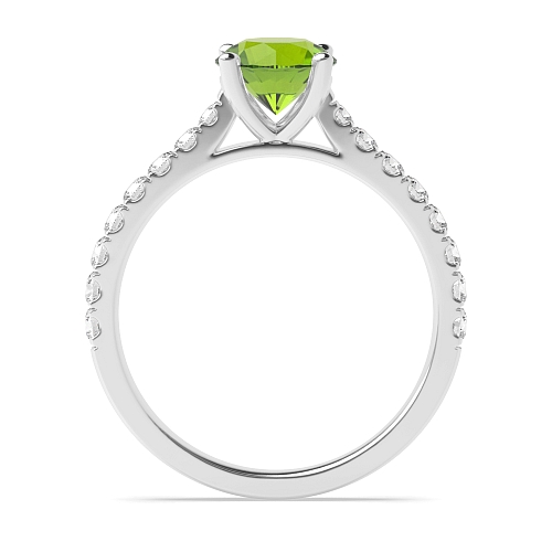 4 Prong Classic pave set Peridot Engagement Rings