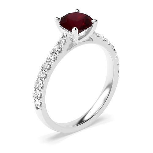 4 Prong Classic pave set Ruby Engagement Rings
