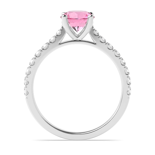 4 Prong Classic pave set Tourmaline Engagement Rings