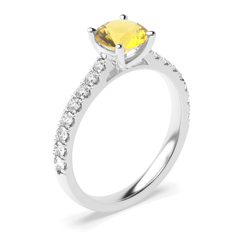 4 Prong Classic pave set Topaz Engagement Rings
