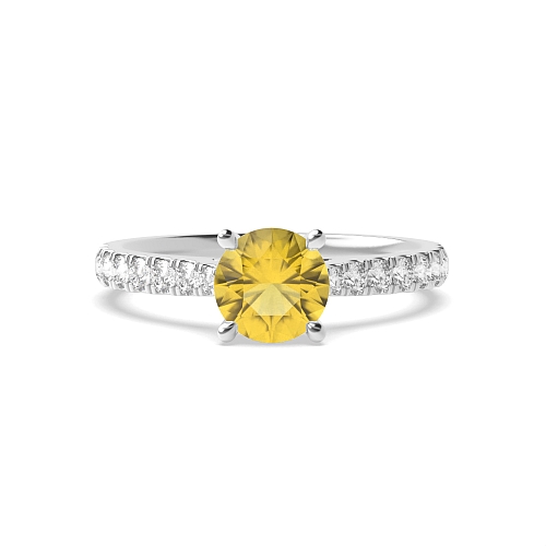 4 Prong Classic pave set Topaz Engagement Rings