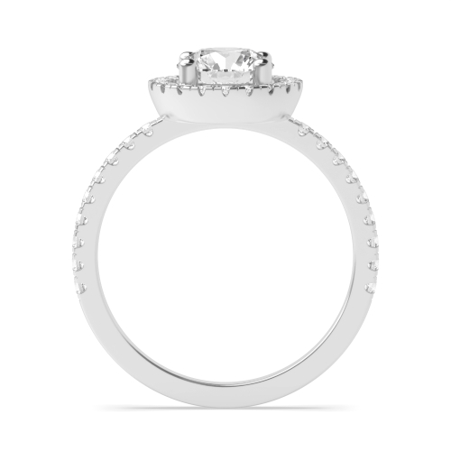 4 Prong Round White Gold Halo Engagement Ring