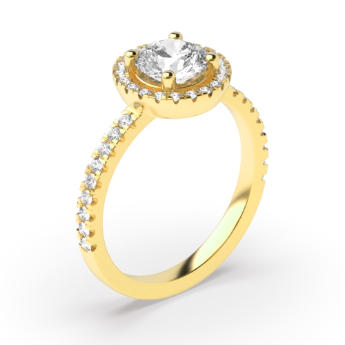 4 Prong Setting Round Shape U Prong Set Halo Diamond Engagement Rings