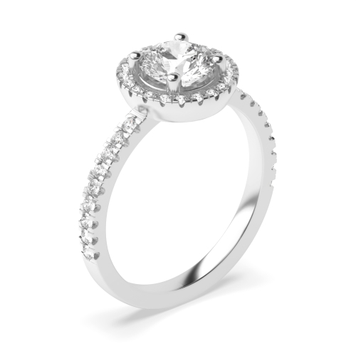 4 Prong Round Platinum Low Halo Engagement Ring