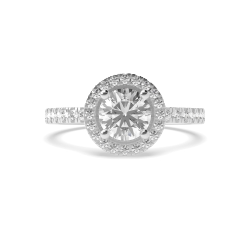 4 Prong Round Platinum Low Halo Engagement Ring