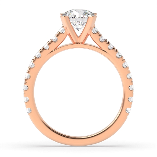 Round Rose Gold Three fourth diamond set shoulder Engagement Rings