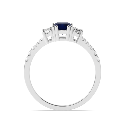 Emerald Split shoulder Blue Sapphire Engagement Rings