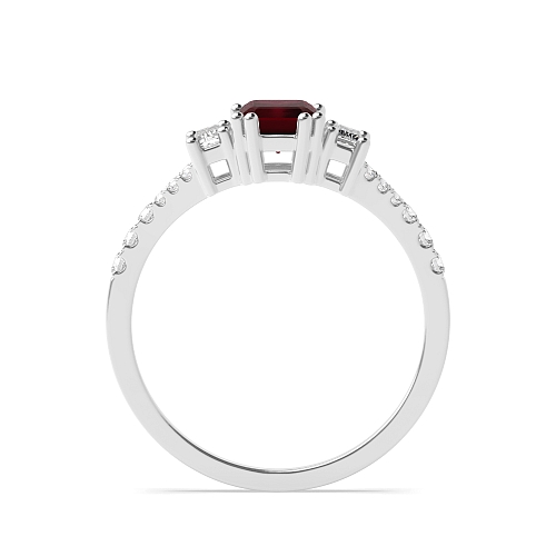 Emerald Split shoulder Ruby Engagement Rings