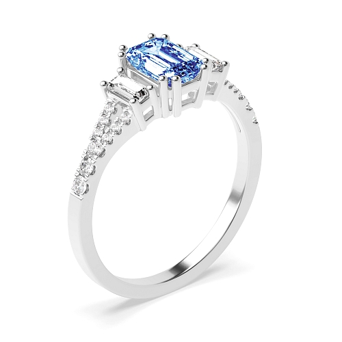 Emerald Split shoulder Tanzanite Engagement Rings