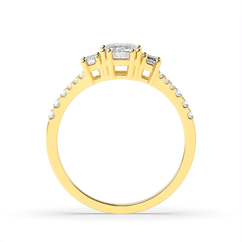 Emerald Yellow Gold Split shoulder Engagement Rings