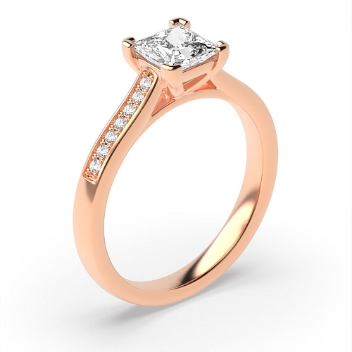 Princess Rose Gold Wide shoulder Engagement Rings