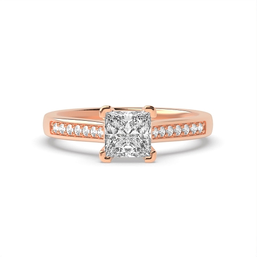 Princess Rose Gold Wide shoulder Engagement Rings
