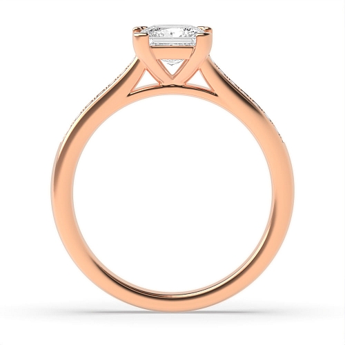 Princess Rose Gold Wide shoulder Engagement Rings