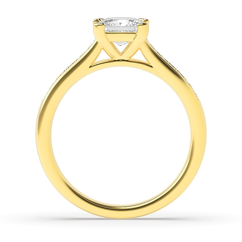 Princess Yellow Gold Wide shoulder Engagement Rings