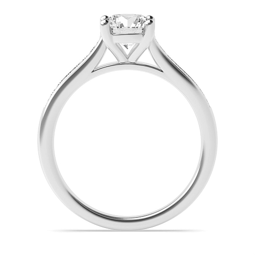 4 Prong Round Silver Glow Side Stone Engagement Rings