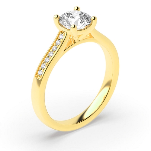4 Prong Round Yellow Gold Glow Engagement Rings