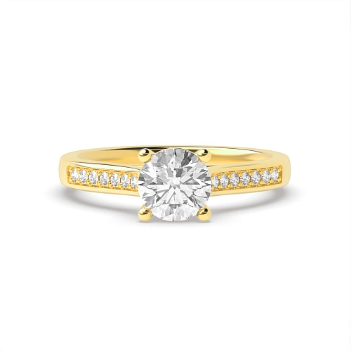 4 Prong Round Yellow Gold Glow Engagement Rings
