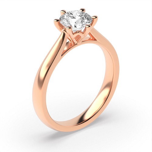 Round Rose Gold Crown Setting Engagement Rings
