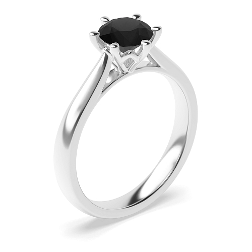Round Crown Setting Black Diamond Engagement Rings