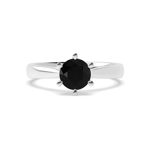 Round Crown Setting Black Diamond Engagement Rings