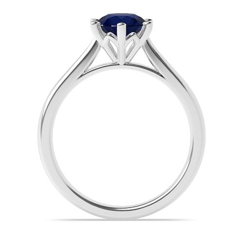 Round Crown Setting Blue Sapphire Engagement Rings