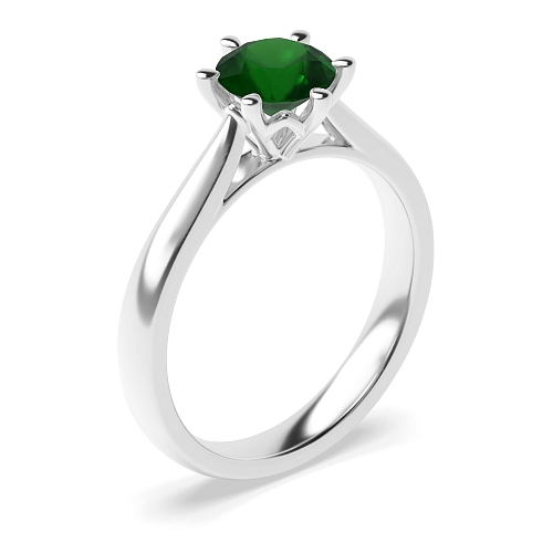 Round Crown Setting Emerald Engagement Rings