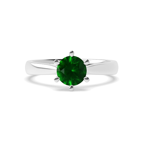Round Crown Setting Emerald Engagement Rings