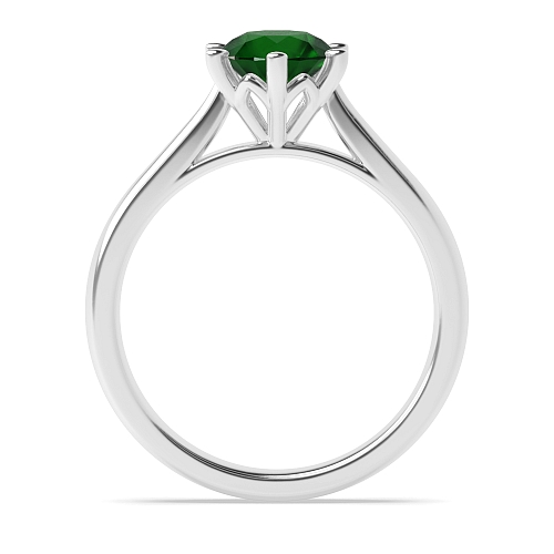 Round Crown Setting Emerald Engagement Rings
