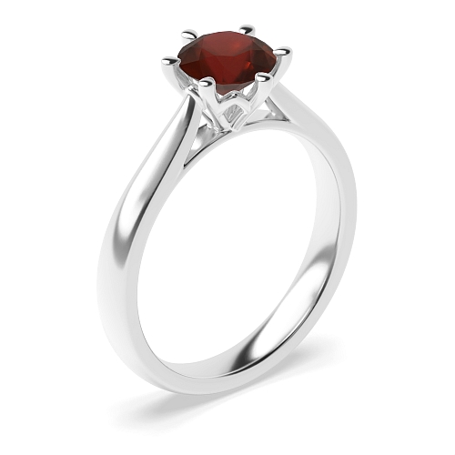 Round Crown Setting Garnet Engagement Rings